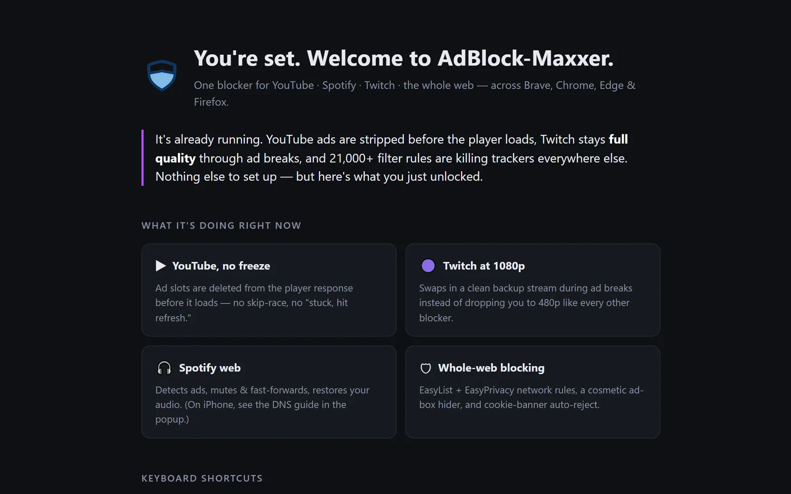 AdBlock-Maxxer welcome screen